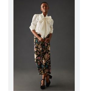 Anthropologie Maeve The Colette Cropped Wide-Leg Pants Floral size 28